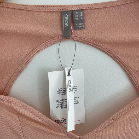 NWT ASOS Design Blush Pink Sweetheart Pleated Midi Dress Size 4 - Picture 12 of 12